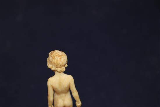 Ferdinand Preiss. A carved ivory figure of a standing girl on onyx plinth height 9.5cm